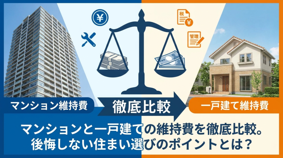 マンションと一戸建ての維持費を徹底比較。後悔しない住まい選びのポイントとは？