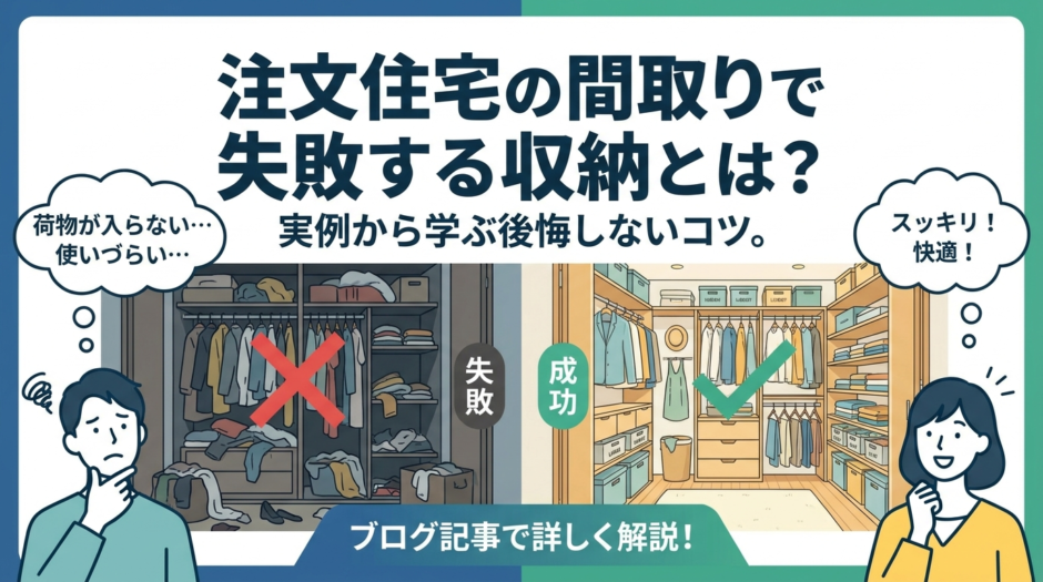 注文住宅の間取りで失敗する収納とは？実例から学ぶ後悔しないコツ。